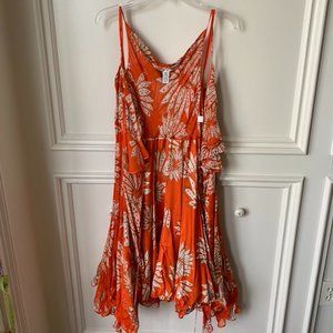 Diane Von Furstenberg Orange Floral Wrap Dress